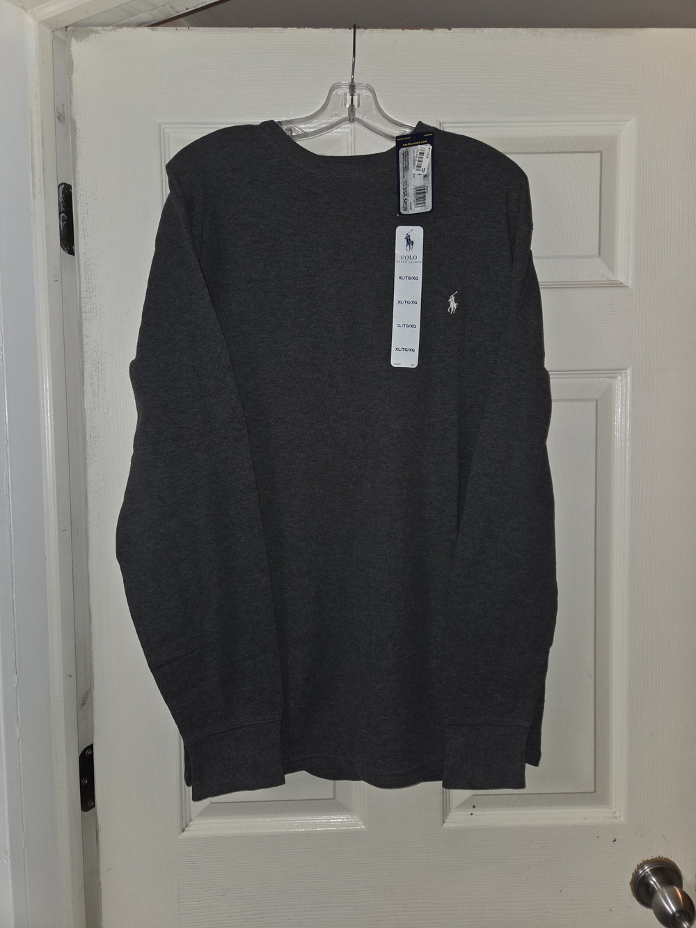 Polo Ralph Lauren Mens Xl Gray Waffle Knit Long Sleeve Thermal Shirt